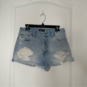 Abercrombie & Fitch Annie High Rise Short Distressed Denim Shorts